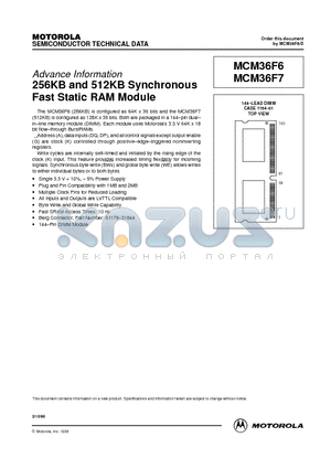 MCM36F6 datasheet - 256KB and 512KB Synchronous Fast Static RAM Module