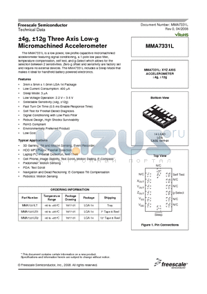MMA7331L datasheet - a4g, a12g Three Axis Low-g Micromachined Accelerometer