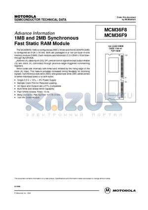 MCM36F8DG10 datasheet - 1MB and 2MB Synchronous Fast Static RAM Module