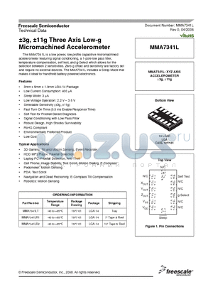 MMA7341L datasheet - a3g, a11g Three Axis Low-g Micromachined Accelerometer