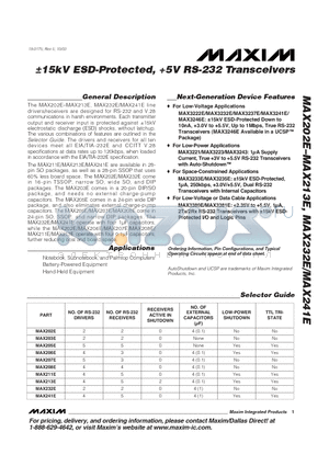 MAX202EEPE datasheet - 15kV ESD-Protected, 5V RS-232 Transceivers