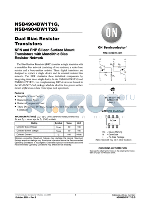 NSB4904DW1T2G datasheet - Dual Bias Resistor Transistors