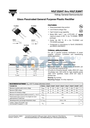 NSB8JT-E3-45 datasheet - Glass Passivated General Purpose Plastic Rectifier