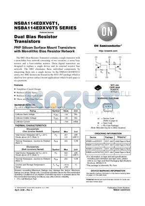 NSBA1XXXDXV6T5 datasheet - Dual Bias Resistor Transistors