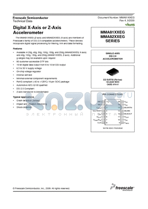 MMA8225EGR2 datasheet - Digital X-Axis or Z-Axis Accelerometer