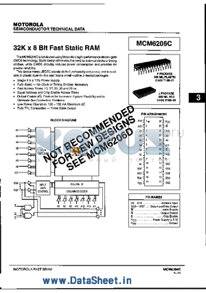 MCM6206CJ20R2 datasheet - 32K x 8 Bit Fast Static RAM