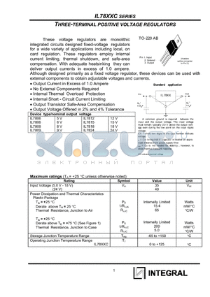 IL7805 datasheet - THREE-TERMINAL POSITIVE VOLTAGE REGULATORS