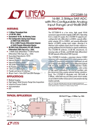 LT6230 datasheet - 16-Bit, 2.5Msps SAR ADC with Pin-Configurable Analog