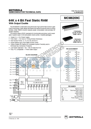 MCM6209CJ35 datasheet - 64K x 4 Bit Fast Static RAM