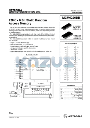 MCM6226BB datasheet - 128K x 8 Bit Static Random Access Memory