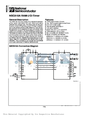 NSC810AD-1I/883 datasheet - NSC810A RAM -I/O - TIMER