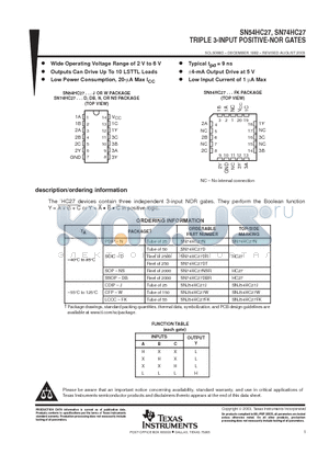 JM38510/65102BCA datasheet - TRIPLE 3-INPUT POSITIVE-NOR GATES