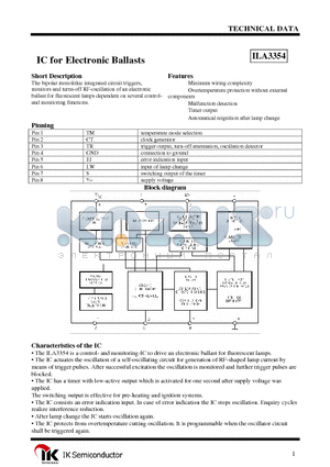 ILA3354 datasheet - IC for Electronic Ballasts