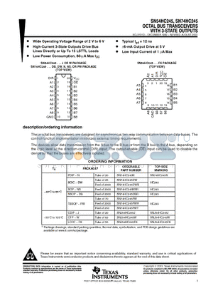 JM38510/65503BSA datasheet - OCTAL BUS TRANSCEIVERS WITH 3-STATE OUTPUTS