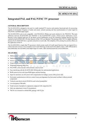 ILA8362ANS datasheet - Integrated PAL and PAL/NTSC TV processor