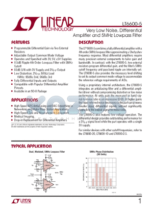 LT6600CS8-5 datasheet - Very Low Noise, Differential Amplifi er and 5MHz Lowpass Filter