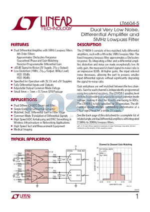 LT6604-5 datasheet - Dual Very Low Noise, Differential Amplifi er and 5MHz Lowpass Filter