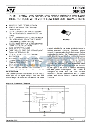 LD3986J29R-E datasheet - DUAL ULTRA LOW DROP-LOW NOISE BICMOS VOLTAGE REG. FOR USE WITH VERY LOW ESR OUT. CAPACITORS