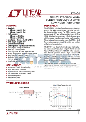 LT6650 datasheet - SOT-23 Precision Wide Supply High Output Drive Low Noise Reference