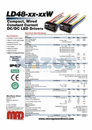 LD48-14-250W datasheet - Compact, Wired Constant Current DC/DC LED Drivers