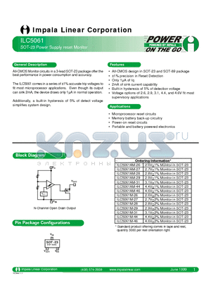 ILC5061AM-31 datasheet - SOT-23 POWER SUPPLY RESET MONITOR