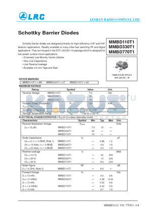 MMBD110T1 datasheet - Schottky Barrier Diodes