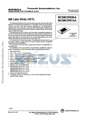 MCM63R836A datasheet - 8M Late Write HSTL