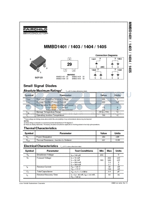 MMBD1401 datasheet - Small Signal Diodes