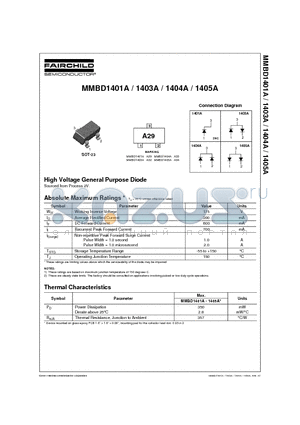 MMBD1404A datasheet - High Voltage General Purpose Diode