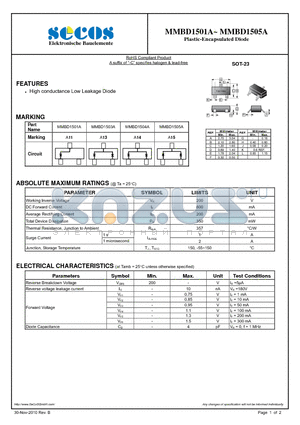 MMBD1501A datasheet - Plastic-Encapsulated Diode