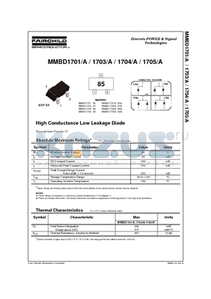 MMBD1701A datasheet - High Conductance Low Leakage Diode