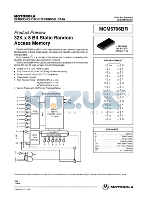 MCM6706J7 datasheet - 32K x 8 Bit Static Random Access Memory