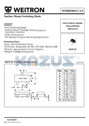 MMBD2004S datasheet - Surface Mount Switching Diode