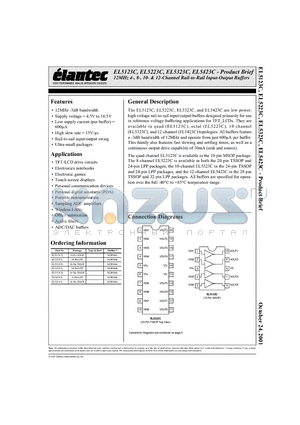 EL5323CR datasheet - Product Brief 12MHz 4-, 8-, 10- & 12-Channel Rail-to-Rail Input-Output Buffers