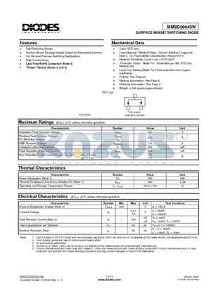 MMBD2004SW_08 datasheet - SURFACE MOUNT SWITCHING DIODE