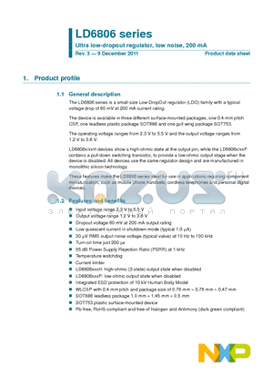 LD6806 datasheet - Ultra low-dropout regulator, low noise, 200 mA