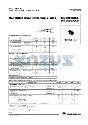 MMBD2838LT1 datasheet - Monolithic Dual Switching Diodes