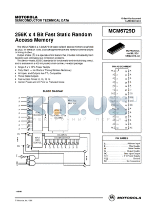 MCM6729DWJ8 datasheet - 256K x 4 Bit Fast Static Random Access Memory