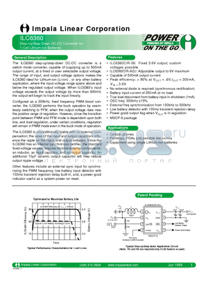 ILC6360 datasheet - STEP-UP/STEP DOWN DC-DC CONVERTER FOR 1-CELL LITHIUM-LON BATTERIES