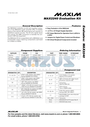 MAX2240EVKIT datasheet - Evaluation Kit