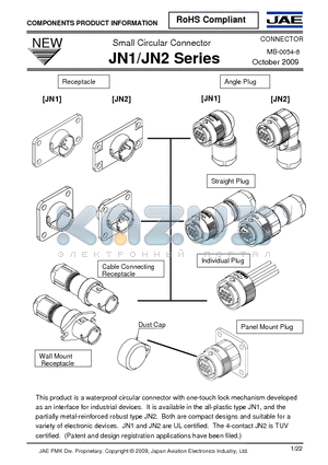 JN1-22-22F-PKG100 datasheet - Small Circular Connector