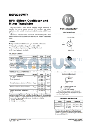 NSF2250WT1_06 datasheet - NPN Silicon Oscillator and Mixer Transistor