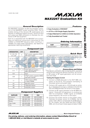 MAX2247_1 datasheet - Evaluation Kit