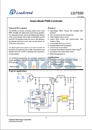 LD7550 datasheet - Green-Mode PWM Controller