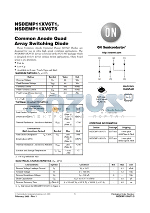 NSDEMP11XV6T5 datasheet - Common Anode Quad Array Switching Diode