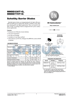 MMBD330T1G datasheet - Schottky Barrier Diodes