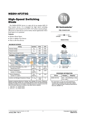 NSD914F3T5G datasheet - High-Speed Switching Diode