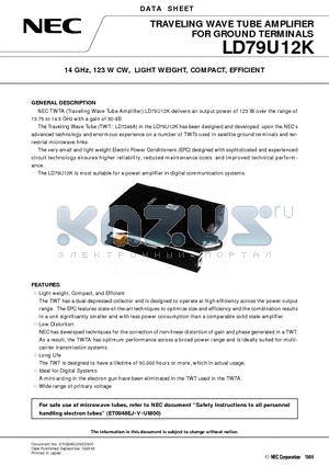 LD79U12K datasheet - 14 GHz, 123 W CW, LIGHT WEIGHT, COMPACT, EFFICIENT