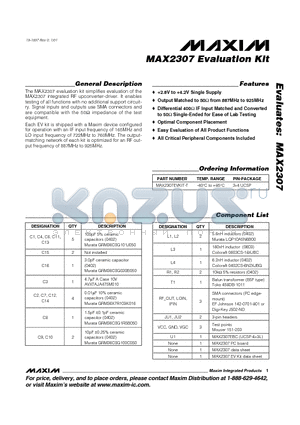 MAX2307_1 datasheet - Evaluation Kit