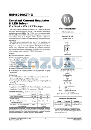 NSI45030AZT1G datasheet - Constant Current Regulator & LED Driver